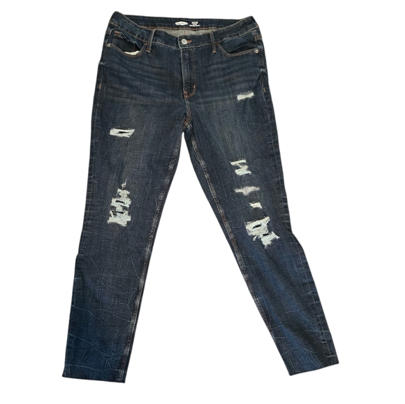 Old Navy Denim - Old Navy Size 12 Rockstar Super Skinny Mid-Rise Distressed Blue Denim Jeans